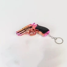 1入手槍造型小型雷射指示器鑰匙扣手電筒 - 黑色 - 查看 3