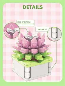 Succulent Flower Pot Building Blocks Puzzle Assembling Toys Creative Desktop Decor Holiday Gifts - Purple - View 7