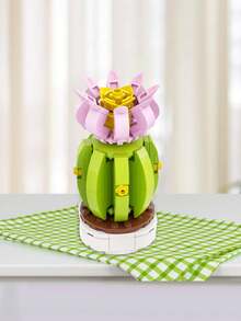 Succulent Flower Pot Building Blocks Puzzle Assembling Toys Creative Desktop Decor Holiday Gifts - Purple - View 2