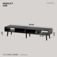 VOWNER TV Stand For 55-60 Inch TV Console Table With Open Shelf Entertainment Center - Black - View 7