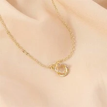 1個空心鑽石裝飾迷人項鏈 - 金黃色 - 查看 8