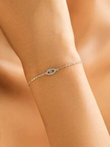 1入組925 銀人造邪惡之眼手環合適的適合女士日常穿著 - 銀色 - 查看 1