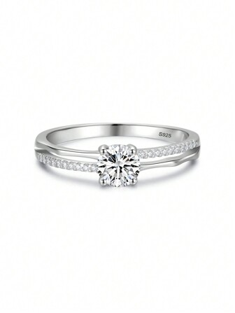 1入華麗的立方氧化鋯裝飾銀色婚戒,適用於日常裝飾和婚禮珠寶