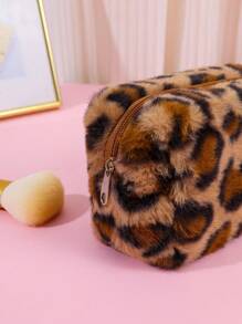 1Pc New Leopard Print Octagonal Shaped Plush Cosmetic Bag, Portable Stylish Makeup Organizer Bag For Women, Makeup Bag Makeup Pouch Skincare Bag Toiletry Bag Packing Cubes, Travel Essentials Cruise Essentials Dorm Essentials, Wedding Bridesmaid Gifts, Mom Gifts, Birthday Gifts, Gifts For Friends And Teachers, Bathroom Living Room Bedroom Decor, Lip Oil Organizer, Nail Polish Organizer Makeup Bag Storage Makeup Organizer Makeup Case Makeup Travel Toiletry Organizer Gifts Storage Zipper Accessories Nail