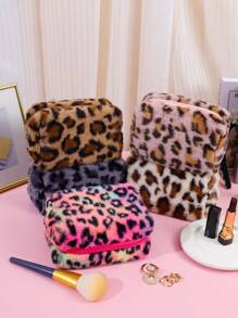 1Pc New Leopard Print Octagonal Shaped Plush Cosmetic Bag, Portable Stylish Makeup Organizer Bag For Women, Makeup Bag Makeup Pouch Skincare Bag Toiletry Bag Packing Cubes, Travel Essentials Cruise Essentials Dorm Essentials, Wedding Bridesmaid Gifts, Mom Gifts, Birthday Gifts, Gifts For Friends And Teachers, Bathroom Living Room Bedroom Decor, Lip Oil Organizer, Nail Polish Organizer Makeup Bag Storage Makeup Organizer Makeup Case Makeup Travel Toiletry Organizer Gifts Storage Zipper Accessories Nail