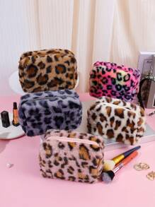 1Pc New Leopard Print Octagonal Shaped Plush Cosmetic Bag, Portable Stylish Makeup Organizer Bag For Women, Makeup Bag Makeup Pouch Skincare Bag Toiletry Bag Packing Cubes, Travel Essentials Cruise Essentials Dorm Essentials, Wedding Bridesmaid Gifts, Mom Gifts, Birthday Gifts, Gifts For Friends And Teachers, Bathroom Living Room Bedroom Decor, Lip Oil Organizer, Nail Polish Organizer Makeup Bag Storage Makeup Organizer Makeup Case Makeup Travel Toiletry Organizer Gifts Storage Zipper Accessories Nail