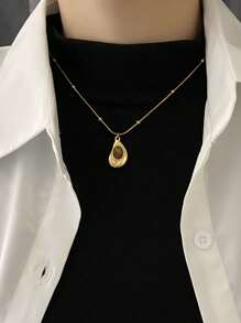 2023新款精美水滴形項鍊,時尚高端鎖骨鏈,適用於女性 - 金色 - 查看 2