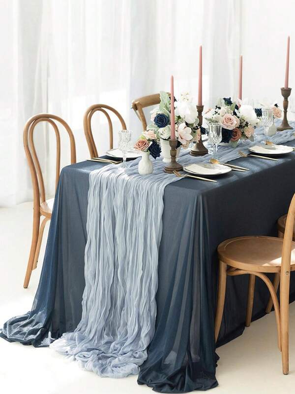 1 Stück Käsetuch Tischläufer aus Crinkle-Stoff als Tischdecke für Hochzeit, Braut, Geburtstag, Party, Lang- und Rundtische, Mittelstück Dekoration