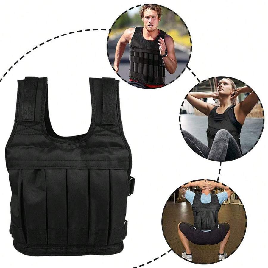 Chaleco Con Peso, Chaleco De Entrenamiento Con Peso 50kg Para Deportes, Equipo De Entrenamiento Con Peso Para Fitness Y Suministros Para Entrenamiento De Fuerza, Chaleco Con Peso - Negro - Ver 1