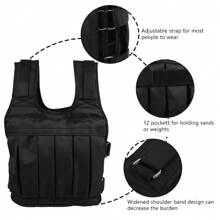 Chaleco Con Peso, Chaleco De Entrenamiento Con Peso 50kg Para Deportes, Equipo De Entrenamiento Con Peso Para Fitness Y Suministros Para Entrenamiento De Fuerza, Chaleco Con Peso - Negro - Ver 7