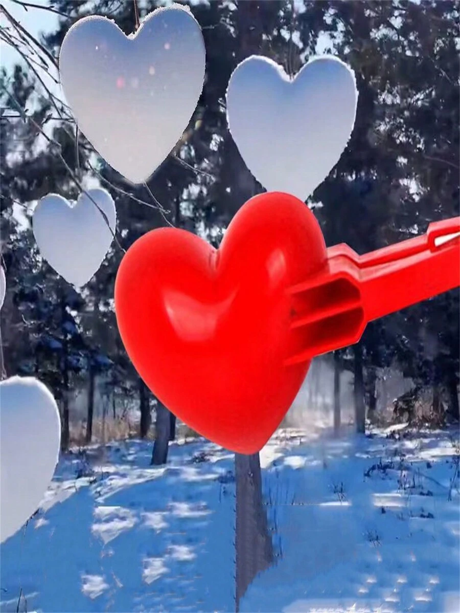 1 件紅色雪球機夾工具,戶外冬季雪玩具,愛桃形雪球機,用於打雪仗,堆雪人 - 紅色 - 查看 1