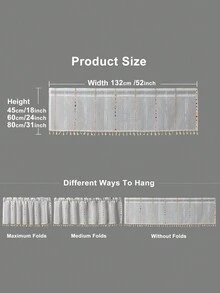 1pc Colorful Vertical Striped Small Curtain, Nordic Style Polyester Fiber Material With Hem Lace Solid Bottom, Suitable For Window, Cabinet And Door Decoration - Multicolor - View 2