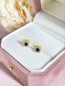 1 對精美 S925 純銀向日葵耳環女士女士珠寶週年紀念禮物耳環耳環精美珠寶 - 金黃色 - 查看 1