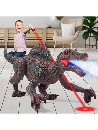 Remote Control Dinosaur Toys For Kids,Light Tracing RC Jurassic Spinosaurus Dinosaur Toys W/Auto Spray And Realistic Light & Roaring,Walking Robot Dinosaur Toys For Boys Girls 3-5 4-7 8-12