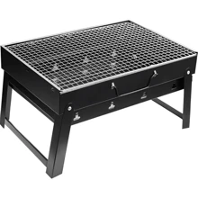 Mini Parrilla De Carbón Portátil De Acero Inoxidable Pegable - Negro - Ver 2