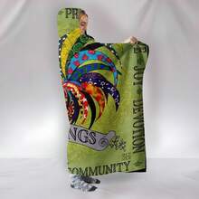 1件可穿戴的連帽毛毯男女適用,3d印花幾何創新毛絨冬季毛毯連頭巾披肩,設計舒適連帽披肩配件,輕鬆穿著和保暖,柔軟舒適不刺激皮膚,最適合露營和徒步旅行,舒適的禮物想法 - 彩色 - 查看 2