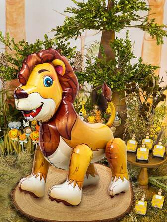 1pc Walking Lion Aluminum Foil Balloon, Perfect For Wild Themed Birthday Party, Jungle Wildlife Party Decor, Baby Shower Zoo Decoration, Back To School Decor, Christmas