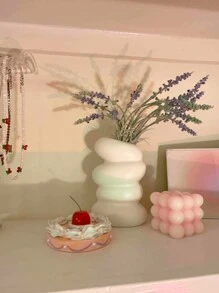 1個塑膠花瓶,適用於家居裝飾、辦公桌裝飾、客廳、陽台、電視櫃、餐桌、室內和室外使用 - 白色 - 查看 4