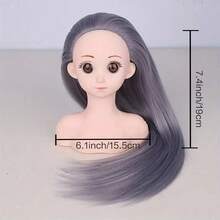 頭髮娃娃美髮練習假頭,18英吋頭髮娃娃美髮練習假頭,編織美容娃娃,耐熱纖維頭髮,色彩繽紛的人造頭髮 - 灰色 - 查看 4