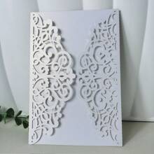 10/25 张激光切割欧式邀请卡邀请贺卡婚礼请柬适用于婚礼生日结婚洗礼派对装饰用品（无插页、无信封） - 白色 - 查看 2