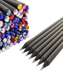 5PCS HB Black Wood Student Pencil With Diamond Children's Writing Pencil - Black - View 4
