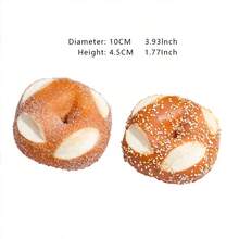 2 mô hình bánh mì Bagel hình trái tim, đồ trang trí bánh mì Bagel làm từ bột chua nguyên cám, đạo cụ chụp ảnh thực phẩm, trang trí nhà bếp - màu nâu - Xem 2