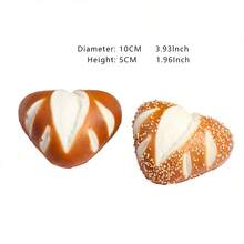 2 mô hình bánh mì Bagel hình trái tim, đồ trang trí bánh mì Bagel làm từ bột chua nguyên cám, đạo cụ chụp ảnh thực phẩm, trang trí nhà bếp - màu nâu - Xem 3