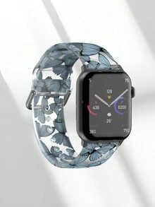 1入柔軟、彈性和透氣的藍色蝴蝶花紋手環替換錶帶，適用於Apple Watch錶帶38mm 40mm 41mm 45mm 44mm 42mm 49mm，休閒多彩矽膠手錶帶，適用於Apple Watch Ultra系列 Se/9/8/7/6/5/4/3/2/1 - 無色 - 查看 3