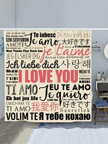 1入組「我愛你」淋浴簾/馬桶墊/浴室墊4入組,防水淋浴簾套裝,附12個淋浴鉤 - 彩色 - 查看 4