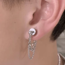 2入組磁性不鏽鋼耳環，男女皆宜，非穿孔式時尚珠寶 - 銀色 - 查看 8