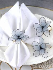 2/4 Stücke Frühling Spitze Blume Stoffservietten Ringe, geeignet für Hochzeitsparty, Feiertagsfeier, Picknick, Camping, rustikale Zusammenkunft, Geburtstags-Tischdekoration Serviettenringe, minimalistisches Design - Verschiedenfarbig - Übersicht 7