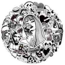 1套50張黑白藝術風格防水塗鴉貼紙,適用於diy手帳、筆電、行李箱、文具、吉他裝飾 - Black Graffiti - 查看 7