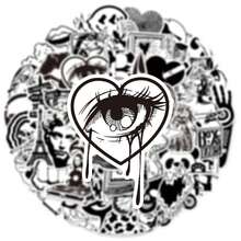 1套50張黑白藝術風格防水塗鴉貼紙,適用於diy手帳、筆電、行李箱、文具、吉他裝飾 - Black Graffiti - 查看 2