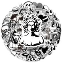 1套50張黑白藝術風格防水塗鴉貼紙,適用於diy手帳、筆電、行李箱、文具、吉他裝飾 - Black Graffiti - 查看 6