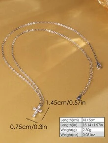 1件925純銀個性化優雅立體氧化鋯吊墜項鍊,適合女性日常佩戴、約會或送禮物婚禮訂婚新娘珠寶飾品 - 銀色 - 查看 5