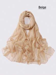 1條女士純色絲巾,金箔印花,時尚百搭,適合春夏,透氣防曬,多用途適合樣式頭巾優雅 - 彩色 - 查看 18