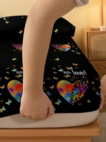 1入現代簡約風格印花天鵝絨床墊套,防塵床上用品,適用於家裡 - 彩色 - 查看 6