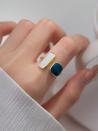 1pc 925 Sterling Silver Cubic Zirconia Inlaid Open Ring In A Round Case With Gift Box - Fashionable & Versatile Style For Dating, Festival, Wedding, Party, Travel, Work Or Beach In Summer. It's A Great Gift For Your Girlfriend, Mom, Teacher Or Friend.