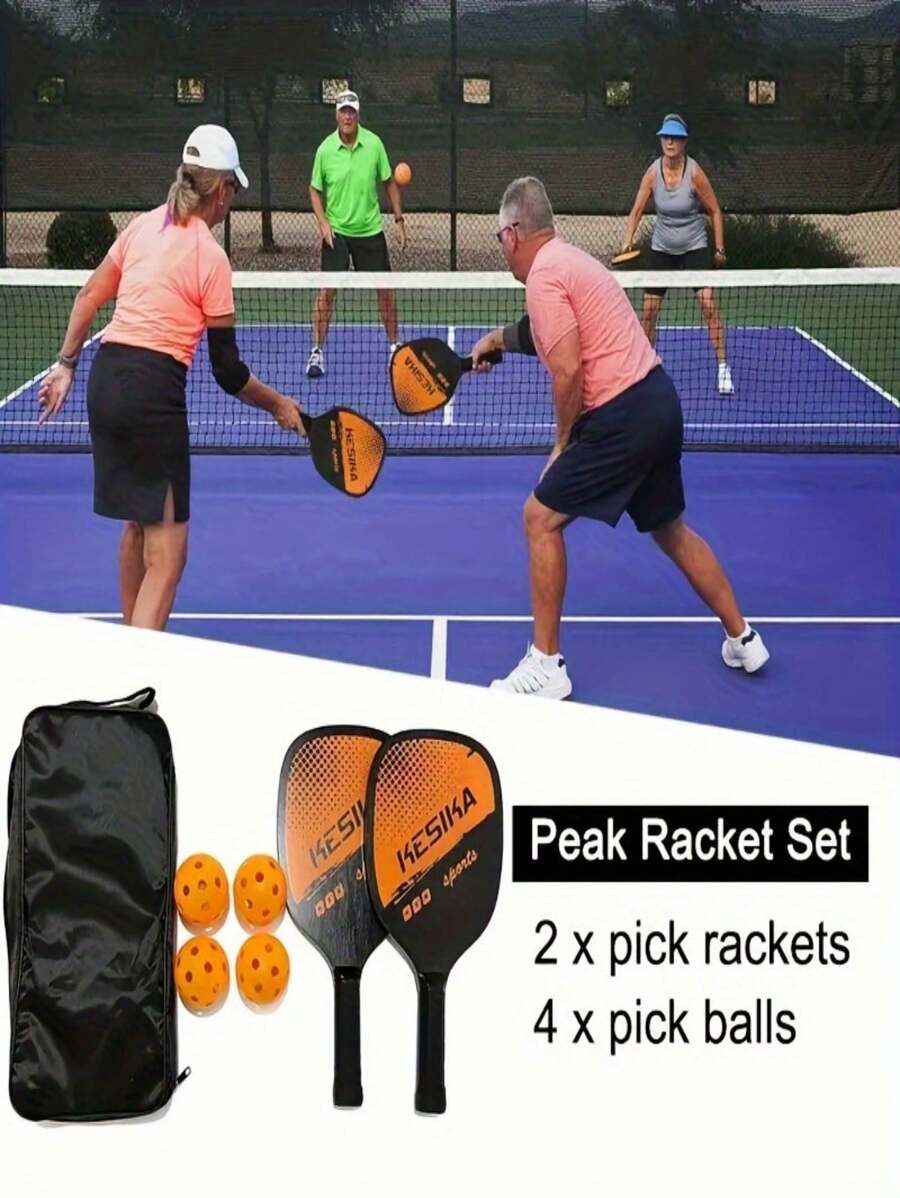 Durable Pickleball Paddle Set With 4 Balls And Carrying Bag - Perfect