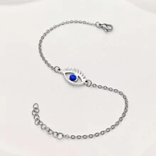 1入時尚女士不銹鋼空心邪眼太陽眼手鍊,適合作為新年、情人節禮物,送給老師、家人、朋友、派對配件,波西米亞風格度假風格 - 銀色 - 查看 6