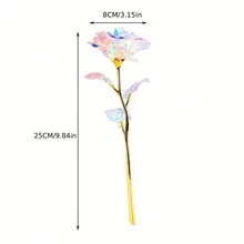 1pc 24K Colorful Gold Rose, Glowing Rose, Artificial Flowers, Rainbow Rose Flower, Best Gifts For Mother's Day/Thanksgiving/Valentine's Day/Birthday Party, For Outdoor Decoration - Pink - View 5