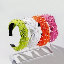 Elegant 3pcs/4pcs Cloth Fabric Solid Color Hairband With Faux Pearl Edging, Suitable For Daily Or Decoration, Beauty, Home, Hair Accessories - Multicolor - View 13