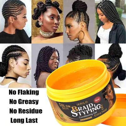 1PC(113.5g/4OZ&227g/8OZ)Extra Hold Conditioning Braiding Gel -Natural Gloss Styling Wax For Hair Styling And Conditioning,For Locs, Twists, And Edges - Tames Frizz And Keeps Hair In Place. Christmas