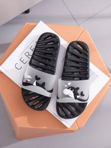 Sandalias Planas De Dibujos Animados Lindos Antideslizantes Huecas De Mujer, Zapatillas De Masaje Estilo Coreano Para Hombres Para Ducha Interior De Hogar, Secado Rápido, Prevención De Olores, Prevención De Fugas De Agua, Sandalias De Verano Para Parejas De Familias De Playa. [tamaño Pequeño, Por Favor, Pida Una Talla Más]