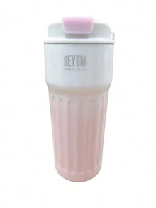 Striped Stainless Steel Coffee Mug With Highly Attractive & Insulated Decoration For Office, Car, Outdoor Use - Pink - View 6