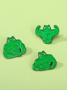1pc Cartoon Bodybuilding Frog Design Enamel Lapel Pin Brooch Suitable For Girls' Daily Wear - CZ0663-2 - View 6