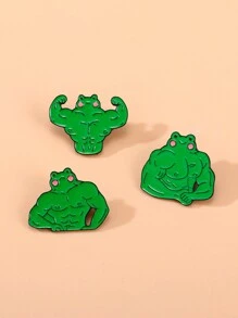 1pc Cartoon Bodybuilding Frog Design Enamel Lapel Pin Brooch Suitable For Girls' Daily Wear - CZ0663-2 - View 5