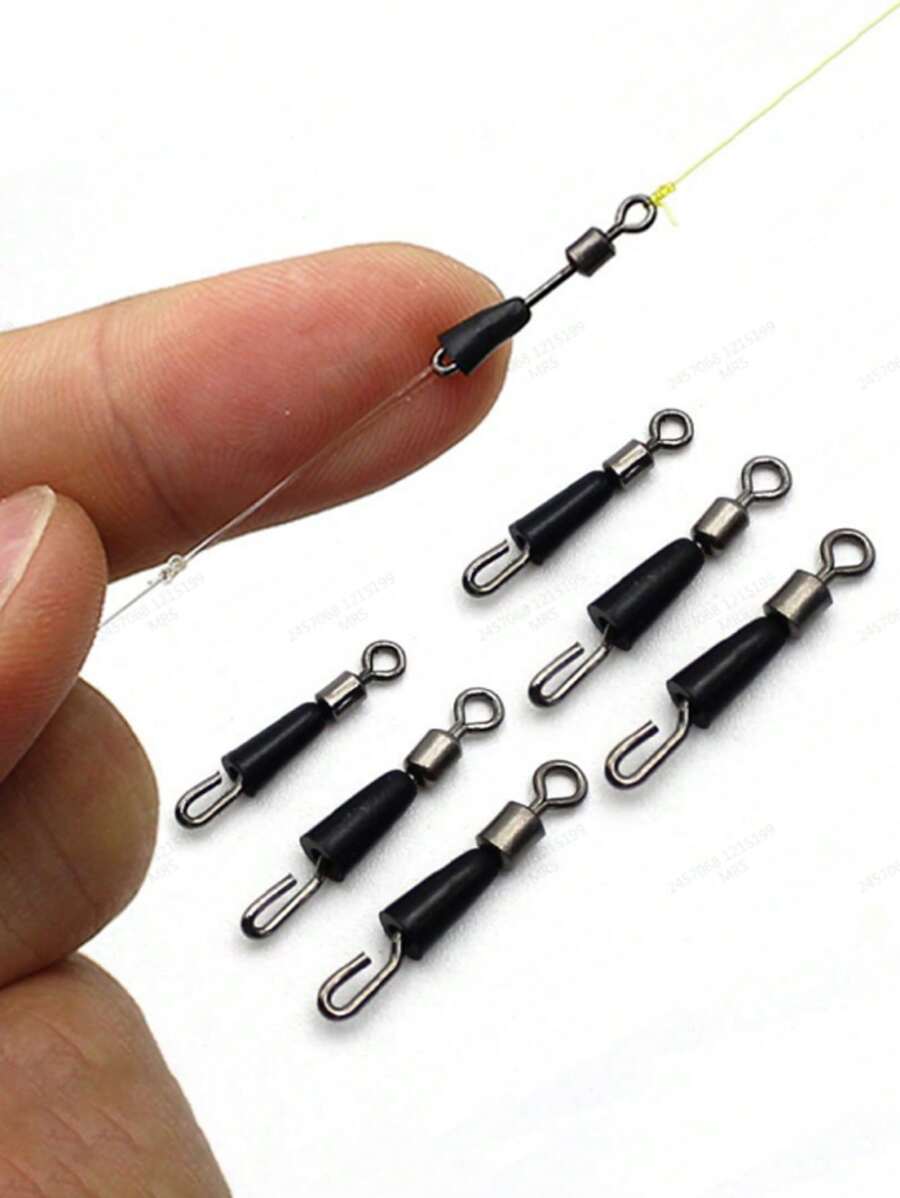 20 Pcs Fishing Accessories Anti Winding Connector Pin Bearing Rolling Swivel Stainless Steel Snap Quick Change Of Fishing Line Fishing Accessories - Black - View 1