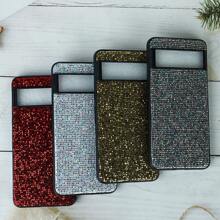 1pc Shiny Glitter Texture Phone Case Compatible With Pixel 6/6a/6 Pro/7/7a/7 Pro/8/8a/8 Pro/5/5a - White - View 2