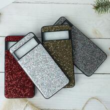 1pc Shiny Glitter Texture Phone Case Compatible With Pixel 6/6a/6 Pro/7/7a/7 Pro/8/8a/8 Pro/5/5a - White - View 3